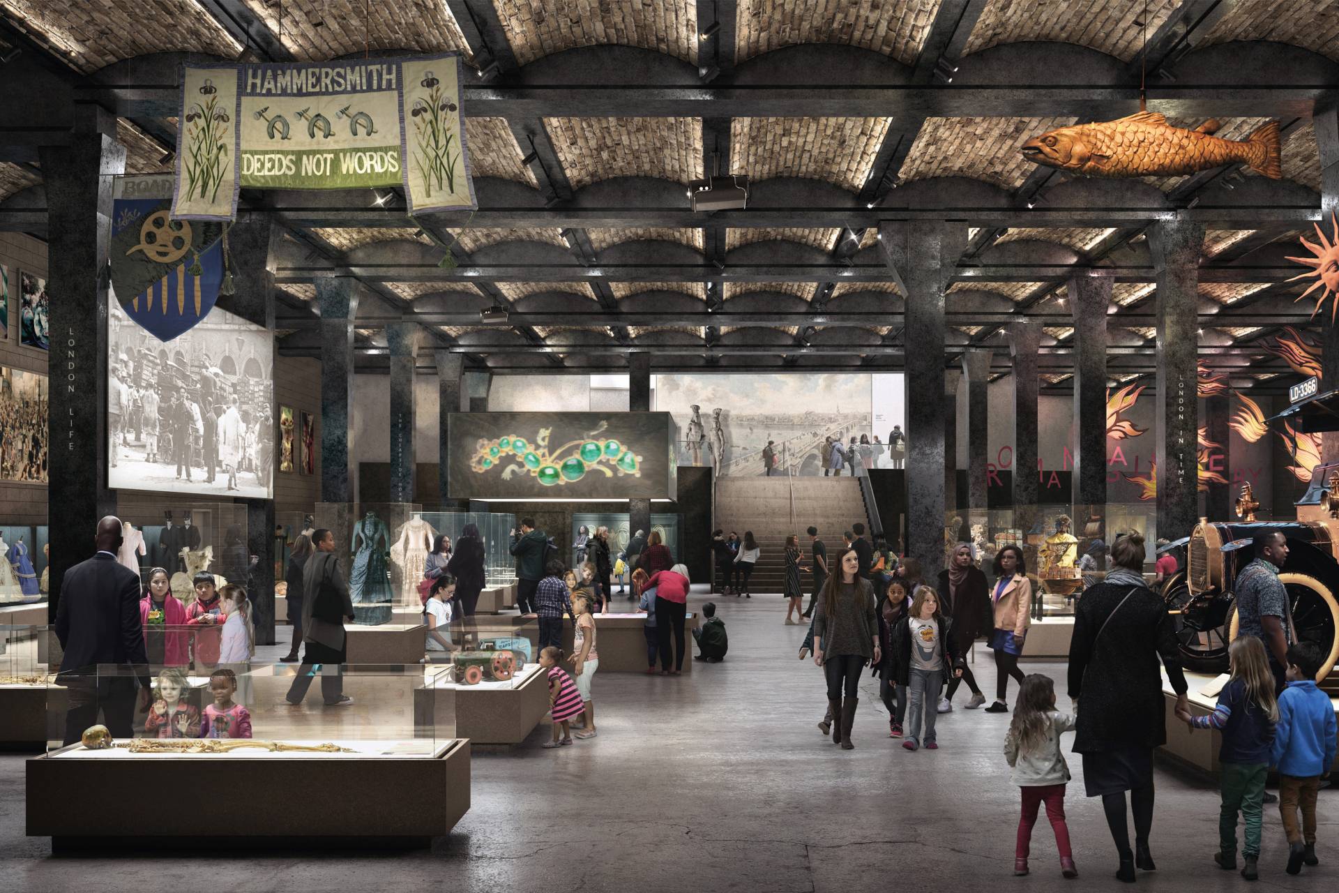 Museum of London view of gallery space CGI